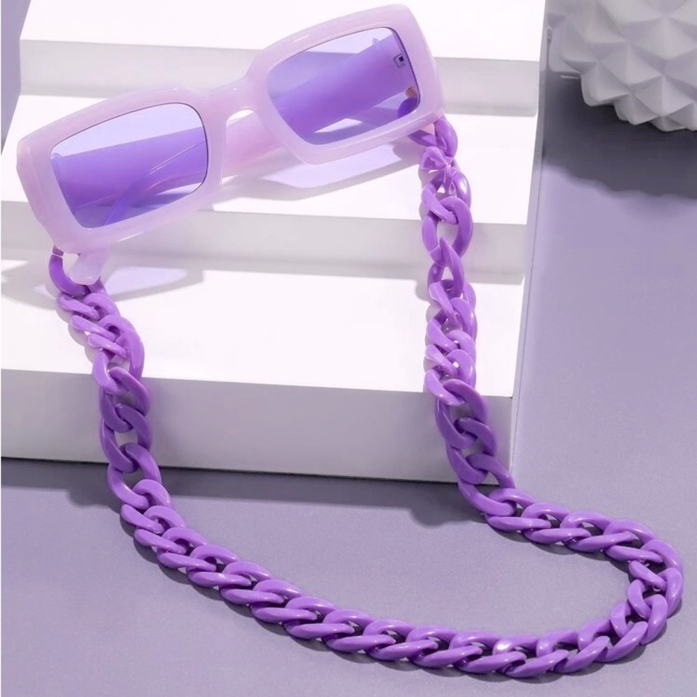 Shein purple sunglasses with chain